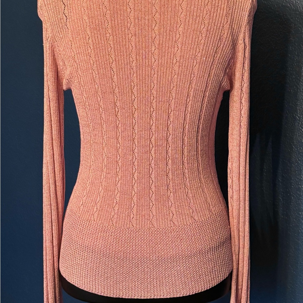 🦄RARE🦄 Vintage JANE DOE COLLECTION Twinset, sequins, metallic pink, knit - Picture 11 of 16